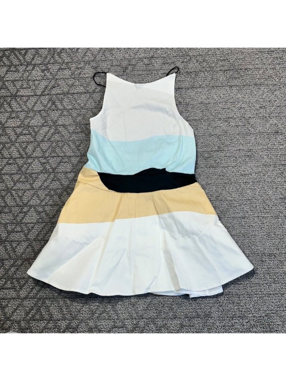 Sleeveless Color Block‎ Fit & Flare 10 Tank White Blue Tan Black Casual